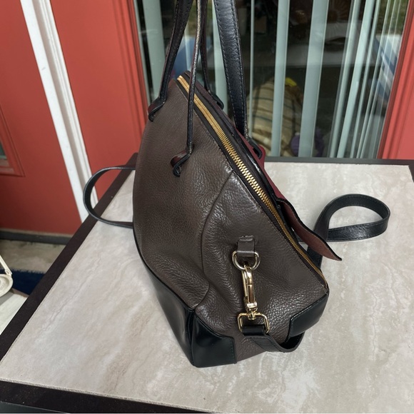 Furla red brown black leather full zip satchel crossbody handbag EUC - Picture 6 of 15